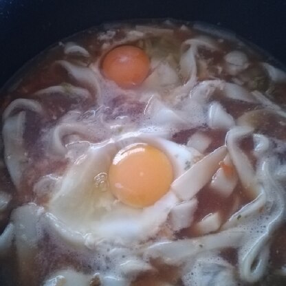 きしめんで作りました。身体が暖まり、野菜も美味しく頂きました。